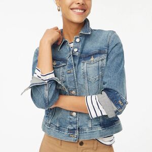 J. Crew Blue Jean Jacket with Sporty Ribbed Cuffs